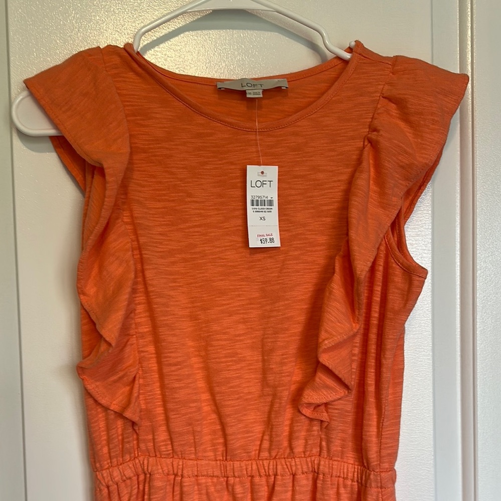 NBW w/ tags LOFT Peach Orange Ruffle Sleeve Dress